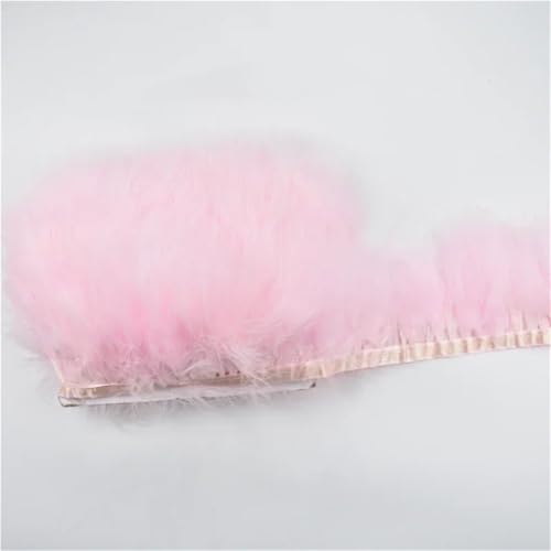 HIFRQVVC Party Dekoration Federn Band, Natürliche Federn Quaste Fringe Trim Ribbon Nähen DIY 10 Meter 10CM Breite(Light pnnrk) von HIFRQVVC