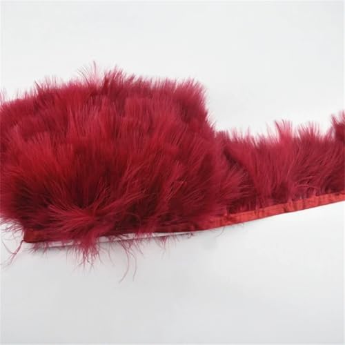 HIFRQVVC Party Dekoration Federn Band, Natürliche Federn Quaste Fringe Trim Ribbon Nähen DIY 10 Meter 10CM Breite(Wine red) von HIFRQVVC