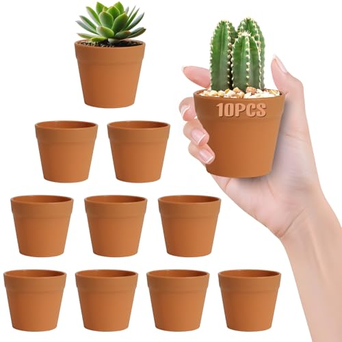 HIGA-JKL 10 Stück Plastik Pflanzentöpfe 7CM Mini Bruchsichere Plastik Töpfe Verdickte Blumentöpfe Kunststoff Mini Blumentopf Weiß Anti Keramik Sukkulenten Töpfe - Keramikfarbe Keine Ablauflöcher von HIGA-JKL