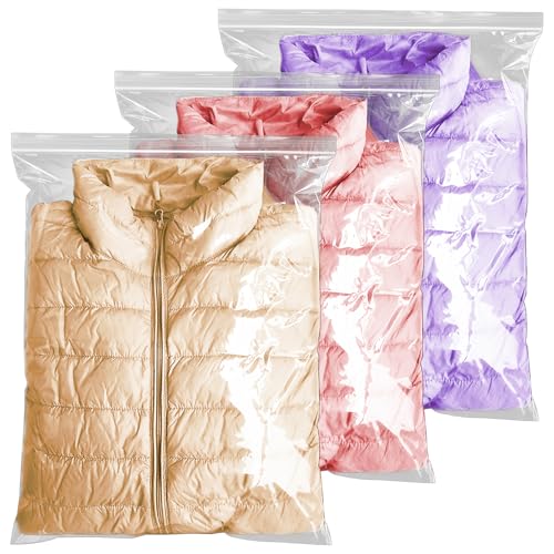 HIGA-JKL 20 Stück 40 × 50 transparente Plastiktüten, wiederverschließbare transparente Plastiktüten, Druckverschlussbeutel, wiederverwendbar, große versiegelte Beutel, geeignet für Hemden, dünne von HIGA-JKL