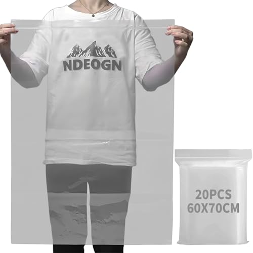 HIGA-JKL 20 Stück 60 × 70 große, wiederverschließbare transparente Plastiktüten, Druckverschlussbeutel, wiederverwendbare Aufbewahrungstasche, Druckverschlussbeutel, geeignet für große Kleidung HIGA-JKL 20 Stück 60 × 70 große, wiederverschließbare transparente Plastiktüten, Druckverschlussbeutel, wiederverwendbare Aufbewahrungstasche, Druckverschlussbeutel, geeignet für große Kleidung von HIGA-JKL