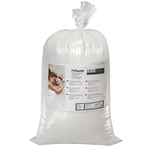 HIGH LIVING füllwatte füllmaterial 1000 Gramm Premium Comfort HollowFibre 100% Faserfüllung für Spielzeug, Kissen, Kissenbezüge Öko-Tex-Zertifiziert (Compressed, 2000 g) von HIGH LIVING