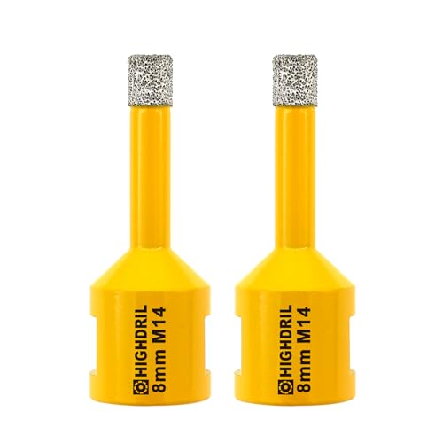 HIGHDRIL Diamant Bohrkrone - 2 Stücke 8mm Lochsäge Fliesen M14 Gewinde für Porzellan Fliese Keramik Granit Marmor Trockenbohren Fliesen Diamantbohrer von HIGHDRIL