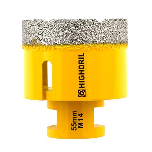 HIGHDRIL Diamant Bohrkrone - 55mm Lochsäge Fliesen M14 Gewinde für Porzellan Fliese Keramik Granit Marmor Trockenbohren Fliesen Diamantbohrer von HIGHDRIL