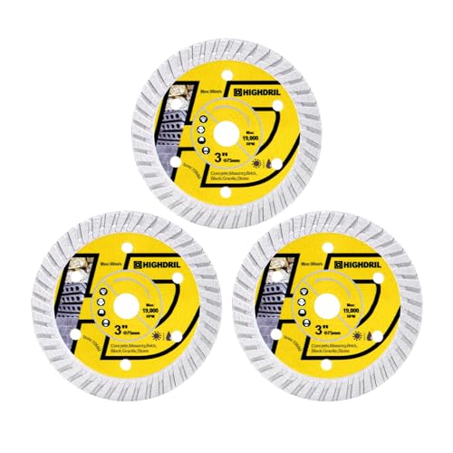 HIGHDRIL Diamant Trennscheibe für Beton 75mm - 3Stück Scheibe für Granit, Marmor, Beton, Mauerwerk, Harter Kunststein HIGHDRIL Diamant Trennscheibe für Beton 75mm - 3Stück Scheibe für Granit, Marmor, Beton, Mauerwerk, Harter Kunststein von HIGHDRIL