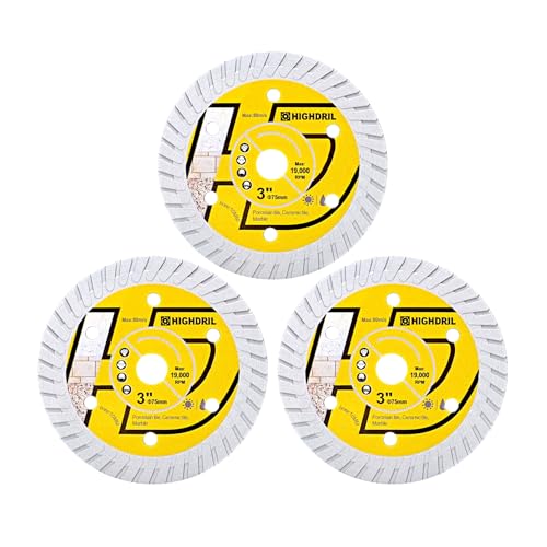 HIGHDRIL Diamant Fliesen Trennscheibe 75mm - 3Stück Diamant Scheibe für Keramik Porzellan Fliesen Marmor Granit für Mini-Winkelschleifer HIGHDRIL Diamant Fliesen Trennscheibe 75mm - 3Stück Diamant Scheibe für Keramik Porzellan Fliesen Marmor Granit für Mini-Winkelschleifer von HIGHDRIL