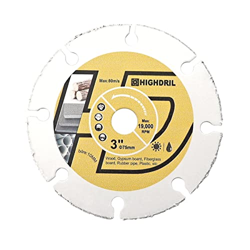HIGHDRIL 75mm Kreissägeblatt – Hartmetall-Holz-Trennscheibe mit Dorn 10 mm für Holz, Gipskarton, Fiberglas, Gummirohr, Kunststoff, Zementrückstände HIGHDRIL 75mm Kreissägeblatt – Hartmetall-Holz-Trennscheibe mit Dorn 10 mm für Holz, Gipskarton, Fiberglas, Gummirohr, Kunststoff, Zementrückstände von HIGHDRIL
