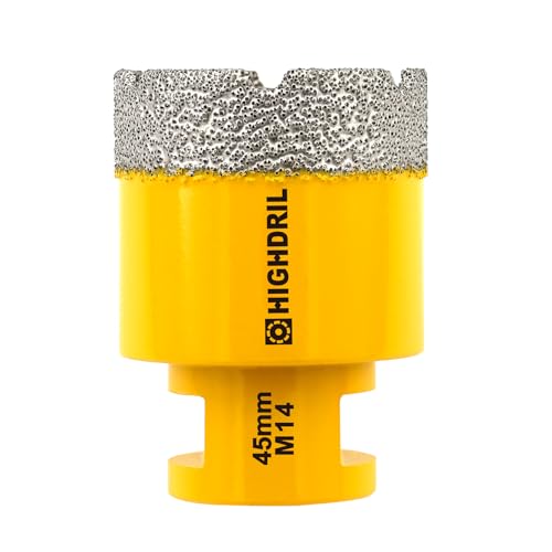 HIGHDRIL Diamant Bohrkrone - 45mm Lochsäge Fliesen M14 Gewinde für Porzellan Fliese Keramik Granit Marmor Trockenbohren Fliesen Diamantbohrer HIGHDRIL Diamant Bohrkrone - 45mm Lochsäge Fliesen M14 Gewinde für Porzellan Fliese Keramik Granit Marmor Trockenbohren Fliesen Diamantbohrer von HIGHDRIL