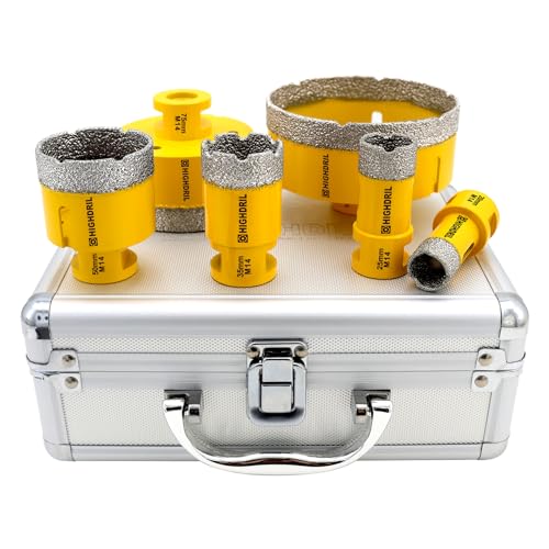 HIGHDRIL Fliesenbohrer Diamantbohrer Set 7 tlg - 20/25/35/50/75/100mm Lochsägen+Adapter für Porzellan Keramik Fliesen Granit Marmor HIGHDRIL Fliesenbohrer Diamantbohrer Set 7 tlg - 20/25/35/50/75/100mm Lochsägen+Adapter für Porzellan Keramik Fliesen Granit Marmor von HIGHDRIL