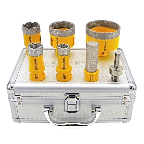 HIGHDRIL Fliesenbohrer Diamantbohrer Set 7 tlg - 20/25/35/50/68mm Lochsägen+20mm Fräsbohrer+Adapter für Porzellan Keramik Fliesen Granit Marmor HIGHDRIL Fliesenbohrer Diamantbohrer Set 7 tlg - 20/25/35/50/68mm Lochsägen+20mm Fräsbohrer+Adapter für Porzellan Keramik Fliesen Granit Marmor von HIGHDRIL