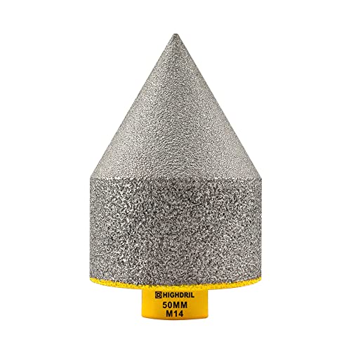 HIGHDRIL Diamant Fasenfräser - Diamant Senkfräser mit M14-Gewinde für 50mm(2") Lochvergrößerung Formgebung Trimmen in Porzellan, Keramik, Fliesen, Granit, Marmor, Quarz von HIGHDRIL