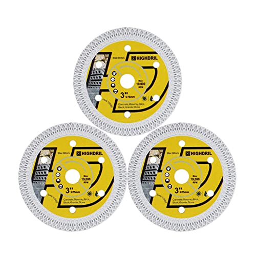 HIGHDRIL Diamant-Fliesenscheibe 75mm x 10mm, 3STK X-Zähne Betonsägeblatt für Granit, Hartbeton, Hartkunststoff, Natursteine, Klinker für Bosch GWS 10.8-76 Fliesenscheibe HIGHDRIL Diamant-Fliesenscheibe 75mm x 10mm, 3STK X-Zähne Betonsägeblatt für Granit, Hartbeton, Hartkunststoff, Natursteine, Klinker für Bosch GWS 10.8-76 Fliesenscheibe von HIGHDRIL