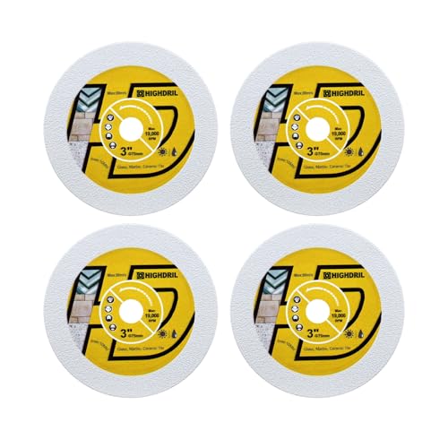 HIGHDRIL Diamant Glas Trennscheibe 75mm x Arbor 10mm - 4 Stk. Kreissägeblatt zum Schneiden von Glas Marmor Fliesen Jade Kristall Weinflasche HIGHDRIL Diamant Glas Trennscheibe 75mm x Arbor 10mm - 4 Stk. Kreissägeblatt zum Schneiden von Glas Marmor Fliesen Jade Kristall Weinflasche von HIGHDRIL