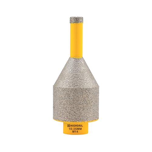 HIGHDRIL Diamant-Kernbohrer - 10-35mm Diamant-Fingerfräser Diamant-Fasenbohrer zum Bohren, Vergrößern und Formen von Löchern in Porzellan, Fliesen, Keramik, Marmor, Granit (M14 Gewinde) von HIGHDRIL