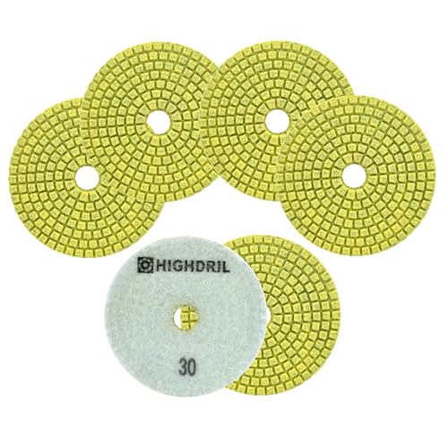 HIGHDRIL Diamant Nass Polierscheiben 6 Stück - 100mm Körnung #30 Diamant Polier Auflagen Diamant Schleifpad für Granit Marmor Kunststein Quarz HIGHDRIL Diamant Nass Polierscheiben 6 Stück - 100mm Körnung #30 Diamant Polier Auflagen Diamant Schleifpad für Granit Marmor Kunststein Quarz von HIGHDRIL