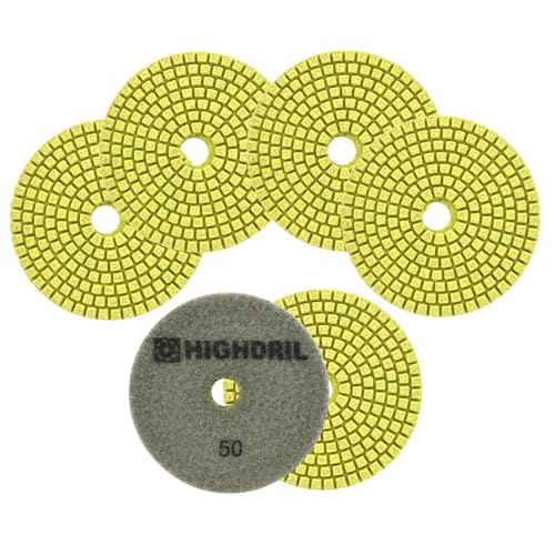 HIGHDRIL Diamant Nass Polierscheiben 6 Stück - 100mm Körnung #50 Diamant Polier Auflagen Diamant Schleifpad für Granit Marmor Kunststein Quarz HIGHDRIL Diamant Nass Polierscheiben 6 Stück - 100mm Körnung #50 Diamant Polier Auflagen Diamant Schleifpad für Granit Marmor Kunststein Quarz von HIGHDRIL