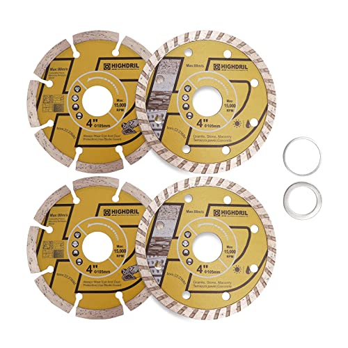 HIGHDRIL Diamant Trennscheibe - 105MM Diamant Sägeblätter Set für Fliesen, Keramik, Beton, Marmor, Stein, Granit, Terrazzo, Mauerwerk 4 Stück HIGHDRIL Diamant Trennscheibe - 105MM Diamant Sägeblätter Set für Fliesen, Keramik, Beton, Marmor, Stein, Granit, Terrazzo, Mauerwerk 4 Stück von HIGHDRIL