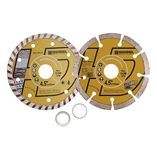 HIGHDRIL Diamant Trennscheibe - 115MM Diamant Sägeblätter Set für Fliesen, Keramik, Beton, Marmor, Stein, Granit, Terrazzo, Mauerwerk 2 Stück HIGHDRIL Diamant Trennscheibe - 115MM Diamant Sägeblätter Set für Fliesen, Keramik, Beton, Marmor, Stein, Granit, Terrazzo, Mauerwerk 2 Stück von HIGHDRIL