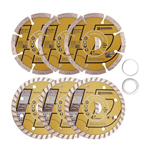 HIGHDRIL Diamant Trennscheibe - 115MM Diamant Sägeblätter Set für Fliesen, Keramik, Beton, Marmor, Stein, Granit, Terrazzo, Mauerwerk 6 Stück HIGHDRIL Diamant Trennscheibe - 115MM Diamant Sägeblätter Set für Fliesen, Keramik, Beton, Marmor, Stein, Granit, Terrazzo, Mauerwerk 6 Stück von HIGHDRIL