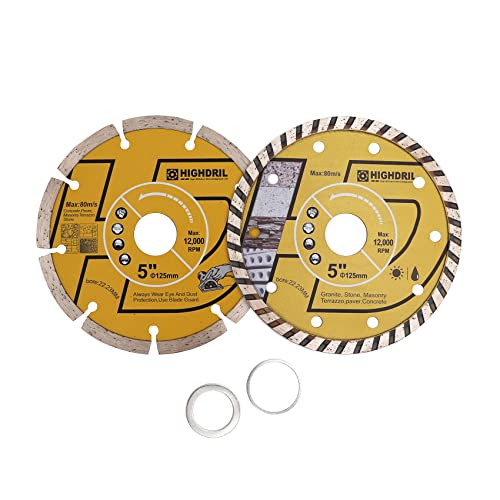 HIGHDRIL Diamant Trennscheibe - 125MM Diamant Sägeblätter Set für Fliesen, Keramik, Beton, Marmor, Stein, Granit, Terrazzo, Mauerwerk 2 Stück HIGHDRIL Diamant Trennscheibe - 125MM Diamant Sägeblätter Set für Fliesen, Keramik, Beton, Marmor, Stein, Granit, Terrazzo, Mauerwerk 2 Stück von HIGHDRIL