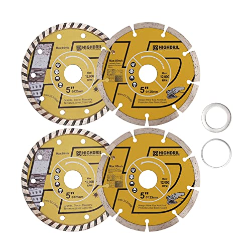 HIGHDRIL Diamant Trennscheibe - 125MM Diamant Sägeblätter Set für Fliesen, Keramik, Beton, Marmor, Stein, Granit, Terrazzo, Mauerwerk 4 Stück HIGHDRIL Diamant Trennscheibe - 125MM Diamant Sägeblätter Set für Fliesen, Keramik, Beton, Marmor, Stein, Granit, Terrazzo, Mauerwerk 4 Stück von HIGHDRIL