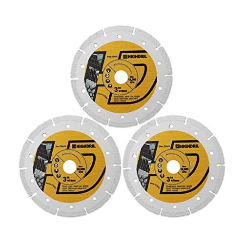 HIGHDRIL Diamant Trennscheibe für Metall - 75mm x 3 Vakuumgelötet Scheibe für Betonstahl Stahlrohr Metall Winkeleisen Rostfreier Stahl HIGHDRIL Diamant Trennscheibe für Metall - 75mm x 3 Vakuumgelötet Scheibe für Betonstahl Stahlrohr Metall Winkeleisen Rostfreier Stahl von HIGHDRIL