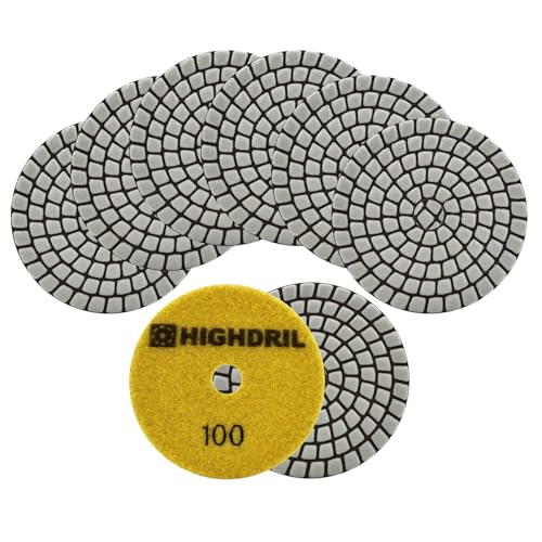 HIGHDRIL Diamant Trocken Polierscheiben 8 Stück - 100mm Körnung #100 Diamant Polier Auflagen Diamant Schleifpad für Granit Marmor Kunststein Quarz HIGHDRIL Diamant Trocken Polierscheiben 8 Stück - 100mm Körnung #100 Diamant Polier Auflagen Diamant Schleifpad für Granit Marmor Kunststein Quarz von HIGHDRIL