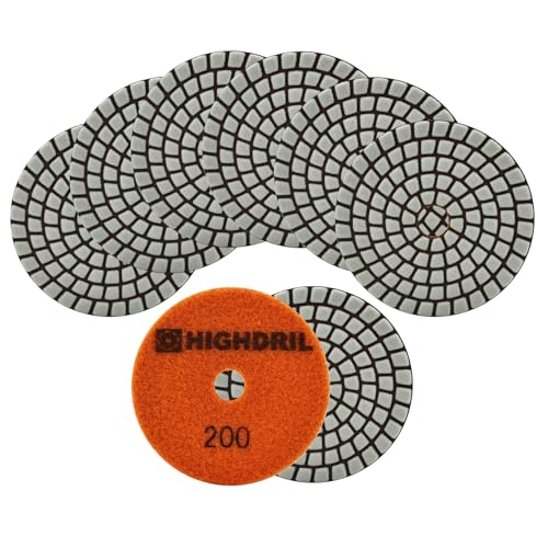 HIGHDRIL Diamant Trocken Polierscheiben 8 Stück - 100mm Körnung #200 Diamant Polier Auflagen Diamant Schleifpad für Granit Marmor Kunststein Quarz HIGHDRIL Diamant Trocken Polierscheiben 8 Stück - 100mm Körnung #200 Diamant Polier Auflagen Diamant Schleifpad für Granit Marmor Kunststein Quarz von HIGHDRIL