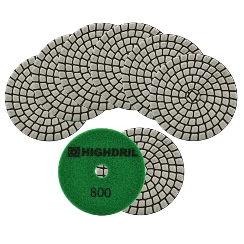 HIGHDRIL Diamant Trocken Polierscheiben 8 Stück - 100mm Körnung #800 Diamant Polier Auflagen Diamant Schleifpad für Granit Marmor Kunststein Quarz HIGHDRIL Diamant Trocken Polierscheiben 8 Stück - 100mm Körnung #800 Diamant Polier Auflagen Diamant Schleifpad für Granit Marmor Kunststein Quarz von HIGHDRIL