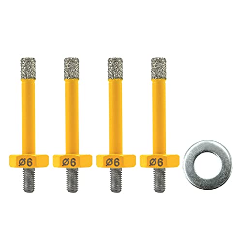HIGHDRIL Diamantbohrer, M5-4 Stück, 6 mm, Diamant-Kernbohrer mit M5-Gewinde für Keramikfliesen, Porzellan, Dekton, Granit, Marmor, Quarz auf M5-Anschluss, Winkelschleifer von HIGHDRIL
