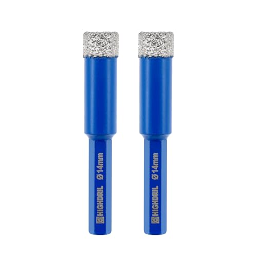HIGHDRIL Diamantbohrer mit Sechskantschaft zum Trockenbohren 2 Stücke 14mm für Granit Mauerwerk Keramik Fliese Marmor HIGHDRIL Diamantbohrer mit Sechskantschaft zum Trockenbohren 2 Stücke 14mm für Granit Mauerwerk Keramik Fliese Marmor von HIGHDRIL