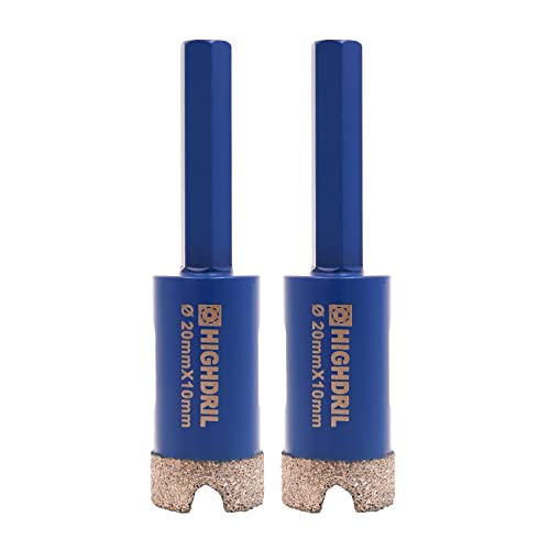 HIGHDRIL Diamantbohrer mit Sechskantschaft zum Trockenbohren 2 Stücke 20mm für Granit Mauerwerk Keramik Fliese Marmor HIGHDRIL Diamantbohrer mit Sechskantschaft zum Trockenbohren 2 Stücke 20mm für Granit Mauerwerk Keramik Fliese Marmor von HIGHDRIL