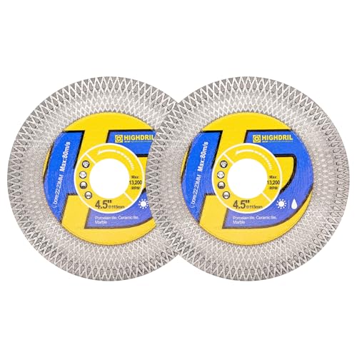 HIGHDRIL Fliesen Diamant Sägeblatt Trennscheibe 2 Stück 115mm zum Schneiden und Schleifen von Porzellanfliesen Granit Marmor Keramik Beton HIGHDRIL Fliesen Diamant Sägeblatt Trennscheibe 2 Stück 115mm zum Schneiden und Schleifen von Porzellanfliesen Granit Marmor Keramik Beton von HIGHDRIL
