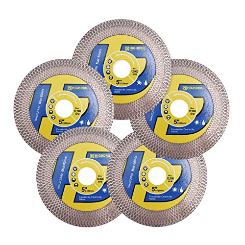 HIGHDRIL Fliesen Diamant Sägeblatt Trennscheibe 5 Stück 125mm zum Schneiden und Schleifen von Porzellanfliesen Granit Marmor Keramik Beton HIGHDRIL Fliesen Diamant Sägeblatt Trennscheibe 5 Stück 125mm zum Schneiden und Schleifen von Porzellanfliesen Granit Marmor Keramik Beton von HIGHDRIL