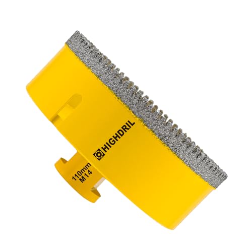 HIGHDRIL Fliesen Diamantbohrer 110mm - M14 Gewinde Diamant-Bohrkrone Lochsäge Fliesen für Porzellan Fliese Keramik Granit Marmor Trockenbohren mit Winkelschleifern HIGHDRIL Fliesen Diamantbohrer 110mm - M14 Gewinde Diamant-Bohrkrone Lochsäge Fliesen für Porzellan Fliese Keramik Granit Marmor Trockenbohren mit Winkelschleifern von HIGHDRIL