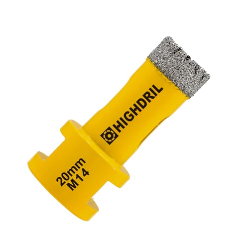 HIGHDRIL Fliesen Diamantbohrer 20mm - M14 Gewinde Diamant-Bohrkrone Lochsäge Fliesen für Porzellan Fliese Keramik Granit Marmor Trockenbohren mit Winkelschleifern HIGHDRIL Fliesen Diamantbohrer 20mm - M14 Gewinde Diamant-Bohrkrone Lochsäge Fliesen für Porzellan Fliese Keramik Granit Marmor Trockenbohren mit Winkelschleifern von HIGHDRIL