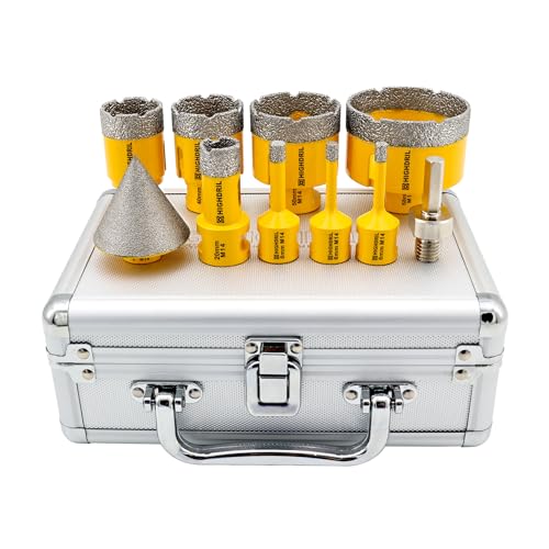 HIGHDRIL Fliesenbohrer Diamantbohrer Set 10 tlg - 6/6/8/20/35/40/50/68mm Lochsägen+50mm Fasenbohrer+Adapter für Porzellan Keramik Fliesen Granit Marmor HIGHDRIL Fliesenbohrer Diamantbohrer Set 10 tlg - 6/6/8/20/35/40/50/68mm Lochsägen+50mm Fasenbohrer+Adapter für Porzellan Keramik Fliesen Granit Marmor von HIGHDRIL
