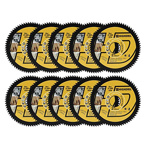 HIGHDRIL HSS Kreissägeblatt – 10 Stück 50 mm 72T 10 mm Bohrung Trennscheiben für Holz, Kupfer, Aluminium, Kunststoff und weiches Metall HIGHDRIL HSS Kreissägeblatt – 10 Stück 50 mm 72T 10 mm Bohrung Trennscheiben für Holz, Kupfer, Aluminium, Kunststoff und weiches Metall von HIGHDRIL