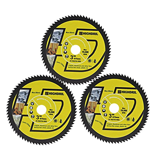 HIGHDRIL HSS Trennscheibe für Metall - 75mm x 3 Kreissägeblatt für Weiches Metall Kupfer Aluminium Holz Kunststoff HIGHDRIL HSS Trennscheibe für Metall - 75mm x 3 Kreissägeblatt für Weiches Metall Kupfer Aluminium Holz Kunststoff von HIGHDRIL