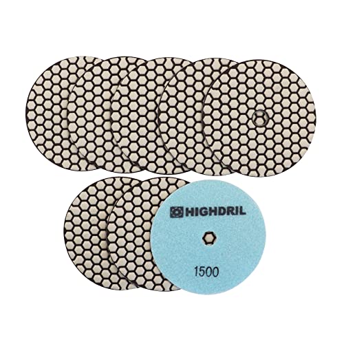 HIGHDRIL Trocken Diamant Polierscheibe - 8 Stk. #1500 Diamant Polier Auflagen für Granit Stein Marmor Bodenschleifer oder Polierer Dia 5 Zoll/125MM HIGHDRIL Trocken Diamant Polierscheibe - 8 Stk. #1500 Diamant Polier Auflagen für Granit Stein Marmor Bodenschleifer oder Polierer Dia 5 Zoll/125MM von HIGHDRIL