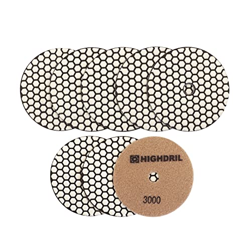 HIGHDRIL Trocken Diamant Polierscheibe - 8 Stk. #3000 Diamant Polier Auflagen für Granit Stein Marmor Bodenschleifer oder Polierer Dia 5 Zoll/125MM HIGHDRIL Trocken Diamant Polierscheibe - 8 Stk. #3000 Diamant Polier Auflagen für Granit Stein Marmor Bodenschleifer oder Polierer Dia 5 Zoll/125MM von HIGHDRIL