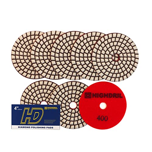 HIGHDRIL Trocken Diamant Polierscheibe - 8 Stk. #400 Diamant Polier Auflagen für Granit Stein Marmor Bodenschleifer oder Polierer Dia 4 Zoll/100MM HIGHDRIL Trocken Diamant Polierscheibe - 8 Stk. #400 Diamant Polier Auflagen für Granit Stein Marmor Bodenschleifer oder Polierer Dia 4 Zoll/100MM von HIGHDRIL