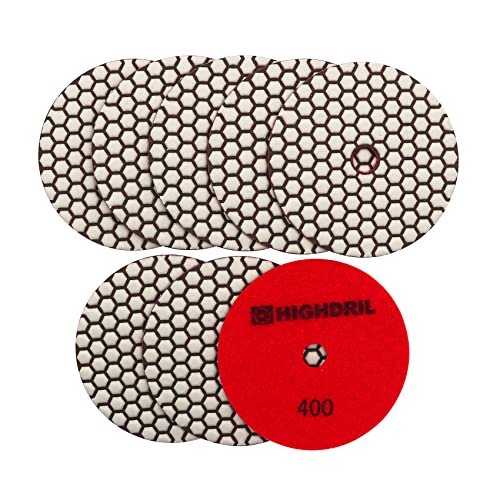 HIGHDRIL Trocken Diamant Polierscheibe - 8 Stk. #400 Diamant Polier Auflagen für Granit Stein Marmor Bodenschleifer oder Polierer Dia 5 Zoll/125MM HIGHDRIL Trocken Diamant Polierscheibe - 8 Stk. #400 Diamant Polier Auflagen für Granit Stein Marmor Bodenschleifer oder Polierer Dia 5 Zoll/125MM von HIGHDRIL