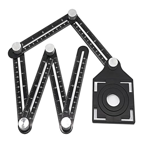 6-facher Winkellineal-Finder aus Aluminiumlegierung, Messlineal, perforiertes Schablonenwerkzeug, Locator, Bohrführung, Fliesenloch Für Anfänger und Heimwerker(3-6 fishtail) von HIHUPTRW