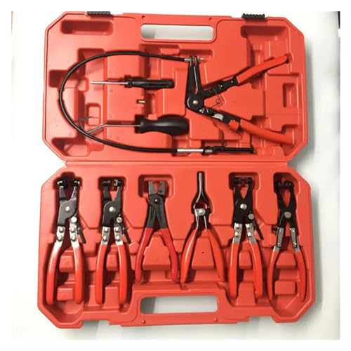 Nützliches Handwerkzeug-Set, 9-teilig, flexibles Schlauchklemmen-Zangen-Set, Schwenkbacke, flaches, abgewinkeltes Band, Kfz-Werkzeuge, Bohrer Für Anfänger und Heimwerker von HIHUPTRW
