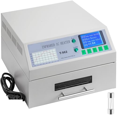 T962 Desktop-Reflow-Ofen-Lötmaschine, 800 W, Infrarot-IC-Heizung, Lötplatine, BGA, SMD, SMT, Nacharbeitsstation Für Anfänger und Heimwerker von HIHUPTRW