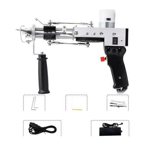 Tufting-Pistole, 2-in-1-Elektro-Teppich-Tufting-Pistole, kann sowohl Schnitt- als auch Schlingenflor-Handpistole, Teppichweben, Beflockung, Elektrowerkzeuge Für Anfänger und Heimwerker(02) von HIHUPTRW