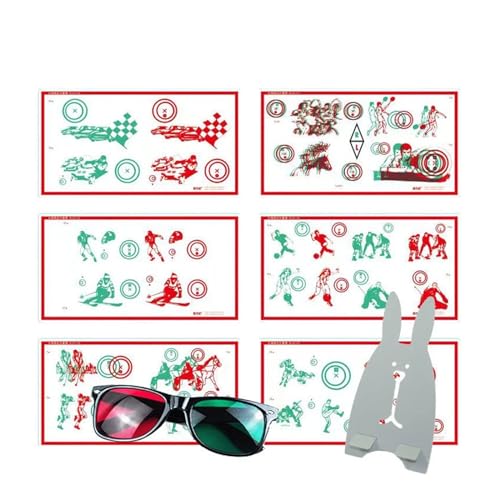 Visuelle Korrektur, Stereo-Augentrainingsgerät, Sehtherapie, Rot/Grün, Inkompatibilität, Trainingskarten, Für Anfänger und Heimwerker(B) von HIHUPTRW
