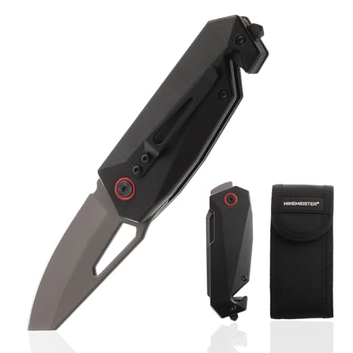 HikeMeister® Klappmesser I Scharfes Taschenmesser I Einhandmesser - Klappmesser I Jagdmesser I Schnitzmesser I Outdoor & Survival Messer mit Edelstahlklinge & Aluminiumgehäuse I für Arbeit Camping von HIKEMEISTER EST.1962