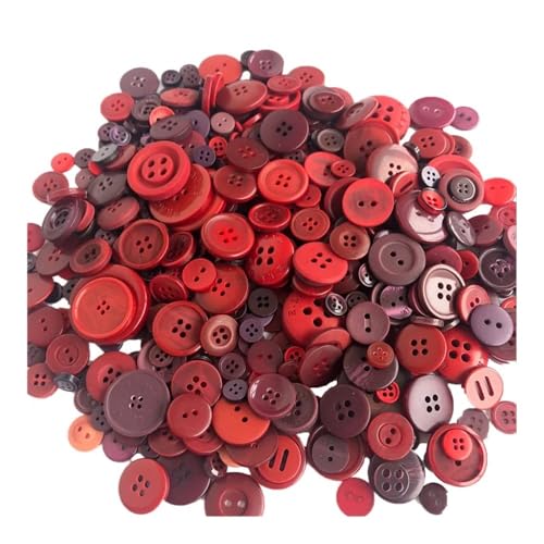 100 Stück 1-3 cm runde Harz-Knöpfe in verschiedenen Farben, für Kinder, manuelles Malen, 2/4 Löcher, Knöpfe für Heimwerker, Handwerk, Nähzubehör, Weinrote Serie) von HIKOO DAILY